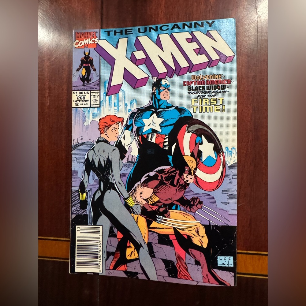 Marvel Captain America X-Men Comic Cover Art - Red, Blue, Black Issue 268